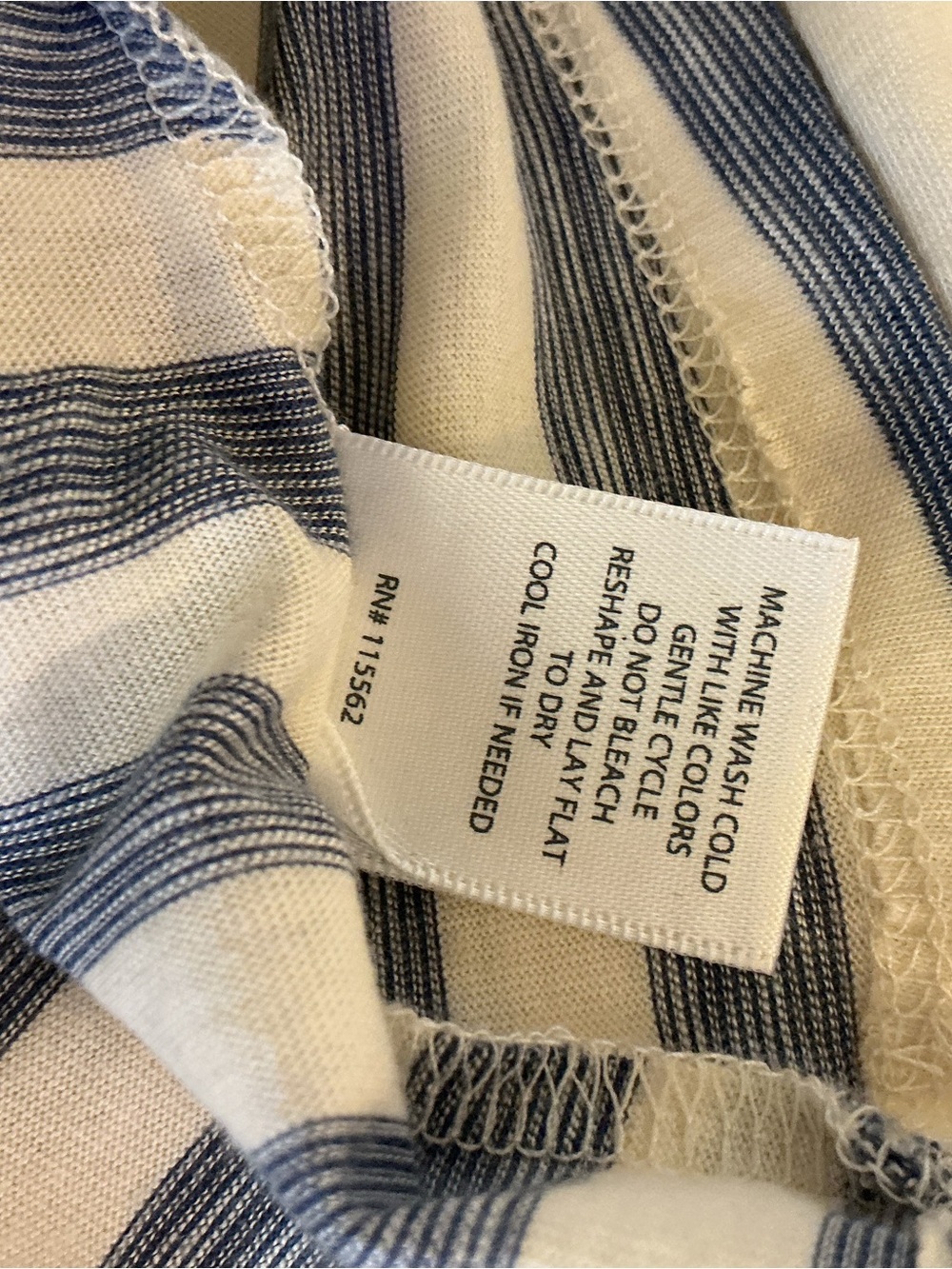 StyleMint Womens Size 4 Blue Ivory Striped V-Neck Cotton Modal Relaxed Top USA - Picture 6 of 13